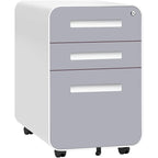 Schedario in metallo a 3 cassetti con serratura – Nero/Arancione/Blu/Bianco/Rosa/Grigio, con ruote o verticale, 1 persona