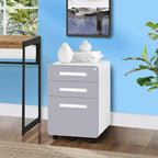 Schedario in metallo a 3 cassetti con serratura – Nero/Arancione/Blu/Bianco/Rosa/Grigio, con ruote o verticale, 1 persona
