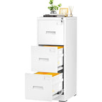 Schedario in metallo a 3 cassetti con serratura – Nero/Arancione/Blu/Bianco/Rosa/Grigio, con ruote o verticale, 1 persona