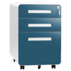 Schedario in metallo a 3 cassetti con serratura – Nero/Arancione/Blu/Bianco/Rosa/Grigio, con ruote o verticale, 1 persona
