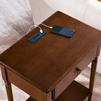 Comodino Nero/Bianco/Marrone/Grigio/Blu scuro con cassetto e porte di ricarica