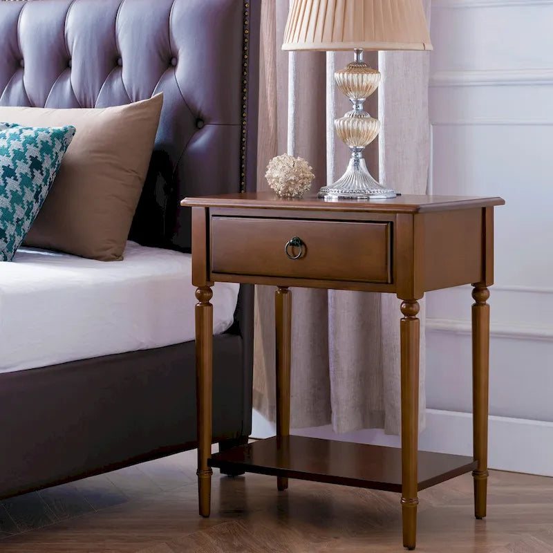 Comodino Nero/Bianco/Marrone/Grigio/Blu scuro con cassetto e porte di ricarica