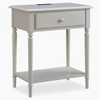 Comodino Nero/Bianco/Marrone/Grigio/Blu scuro con cassetto e porte di ricarica