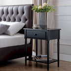 Comodino Nero/Bianco/Marrone/Grigio/Blu scuro con cassetto e porte di ricarica