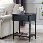 Comodino Nero/Bianco/Marrone/Grigio/Blu scuro con cassetto e porte di ricarica