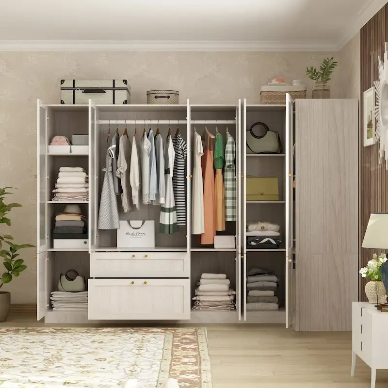 Combinazione Elegante Guardaroba Grigio Chiaro Configurazione Modulare Armadio