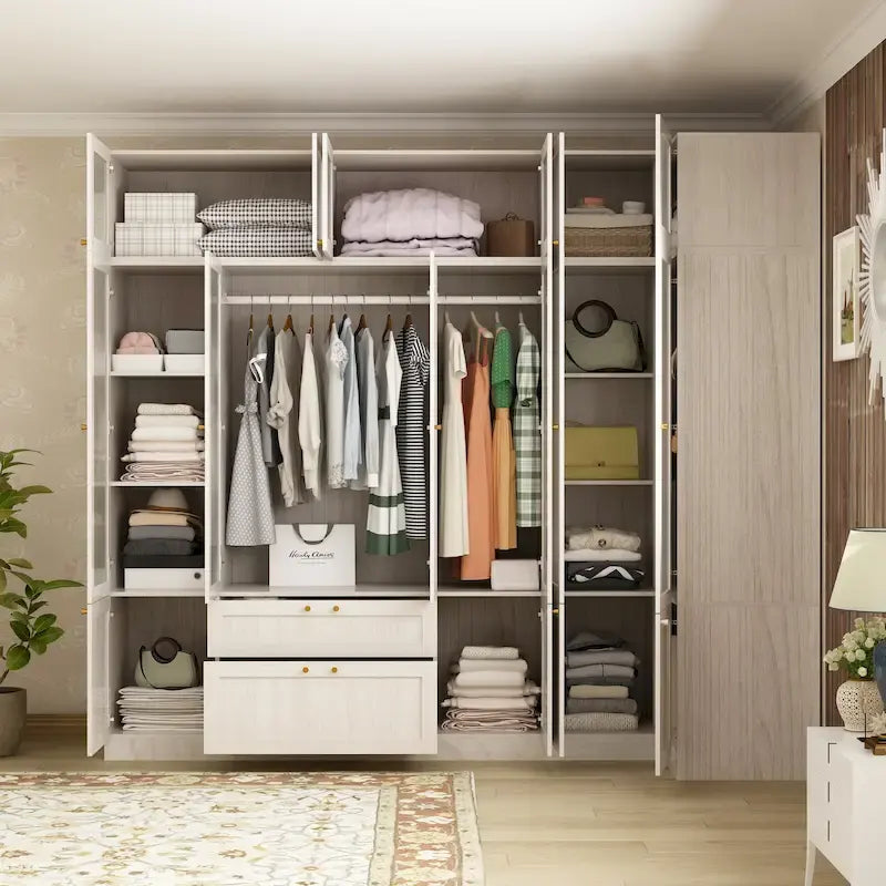 Combinazione Elegante Guardaroba Grigio Chiaro Configurazione Modulare Armadio