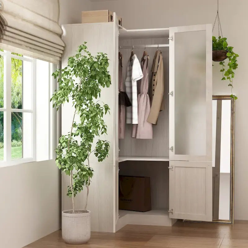 Combinazione Elegante Guardaroba Grigio Chiaro Configurazione Modulare Armadio