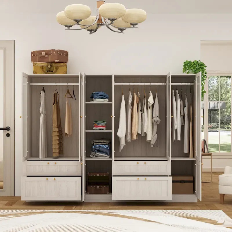 Combinazione Elegante Guardaroba Grigio Chiaro Configurazione Modulare Armadio
