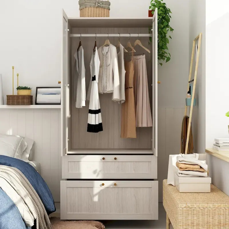 Combinazione Elegante Guardaroba Grigio Chiaro Configurazione Modulare Armadio