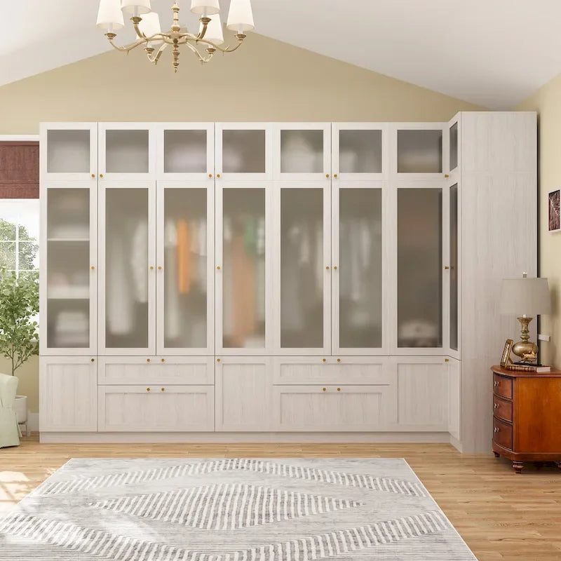Combinazione Elegante Guardaroba Grigio Chiaro Configurazione Modulare Armadio