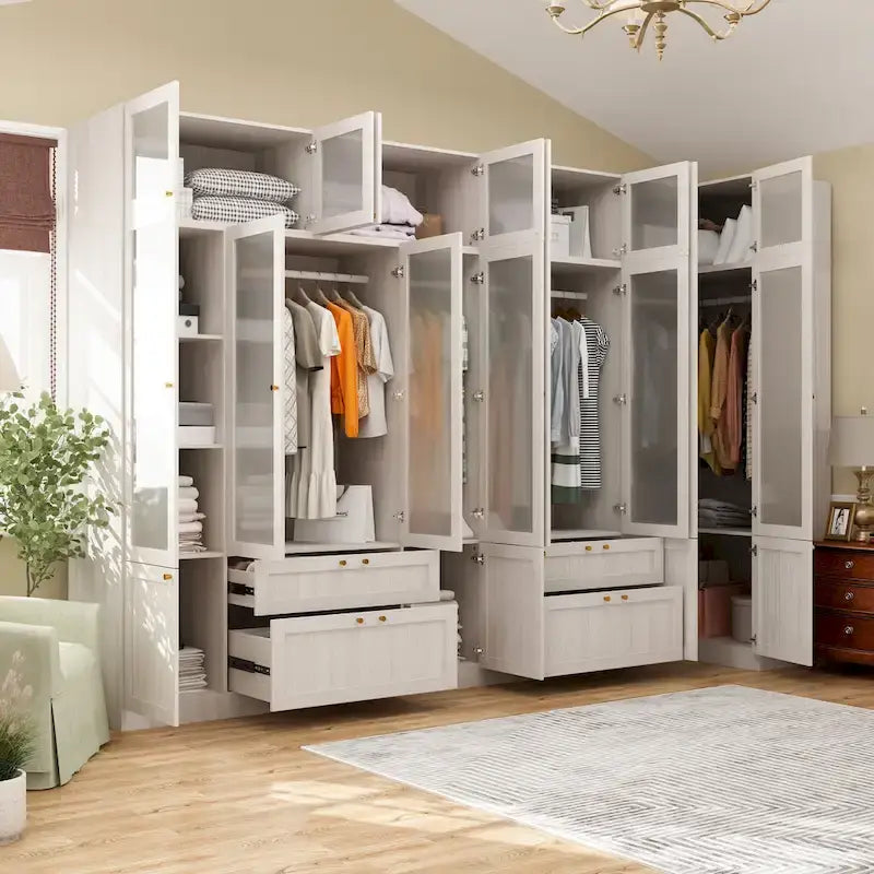 Combinazione Elegante Guardaroba Grigio Chiaro Configurazione Modulare Armadio