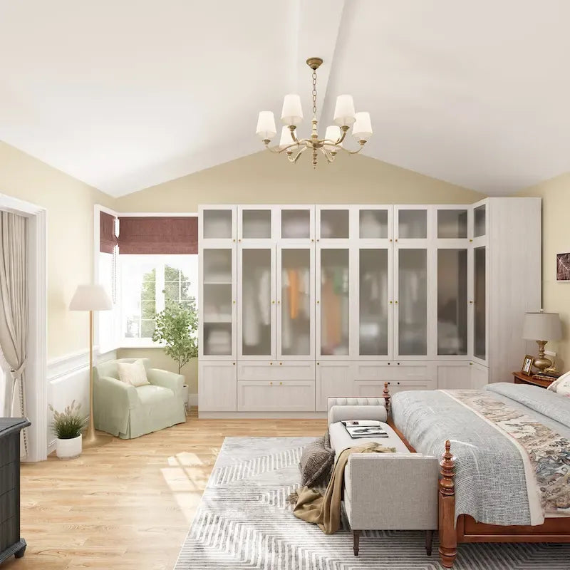 Combinazione Elegante Guardaroba Grigio Chiaro Configurazione Modulare Armadio