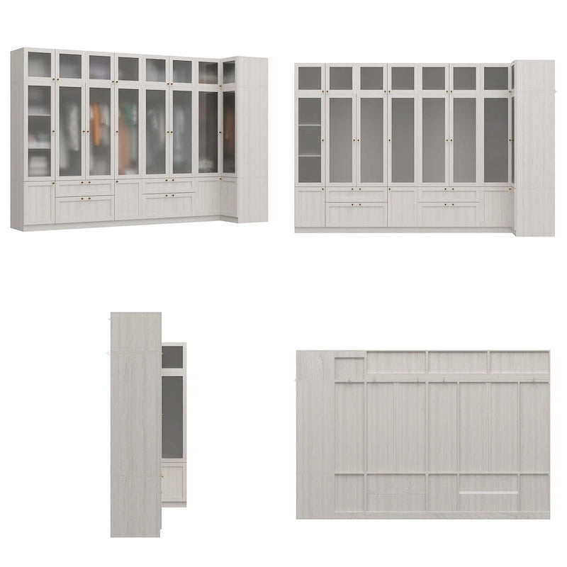 Combinazione Elegante Guardaroba Grigio Chiaro Configurazione Modulare Armadio