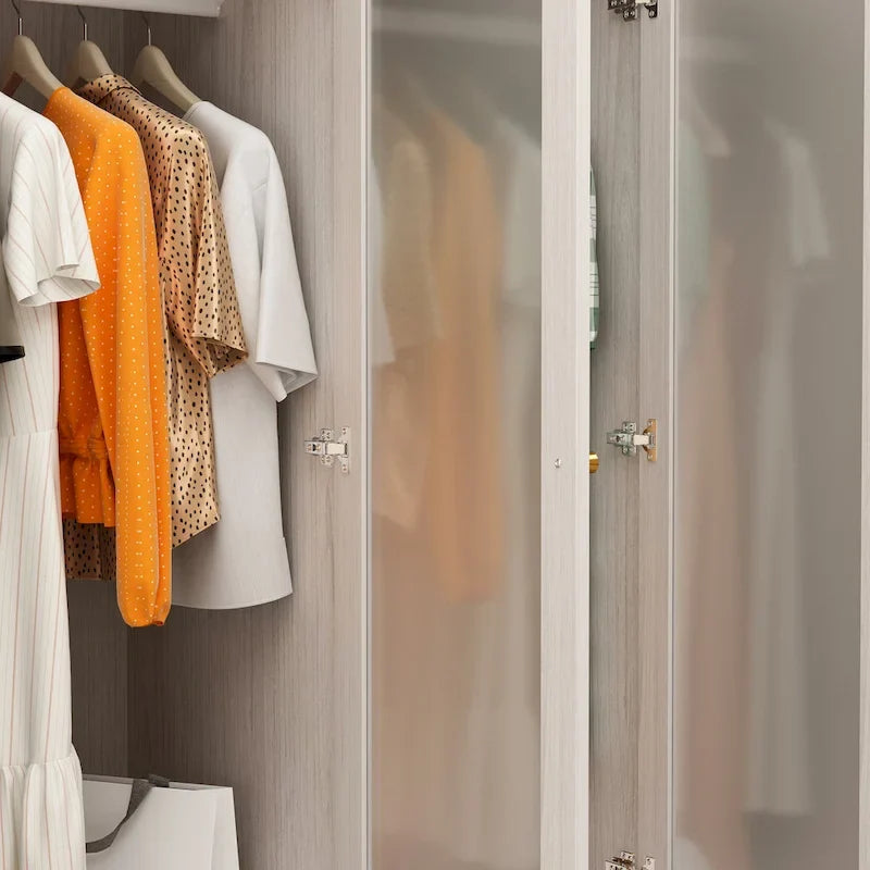 Combinazione Elegante Guardaroba Grigio Chiaro Configurazione Modulare Armadio