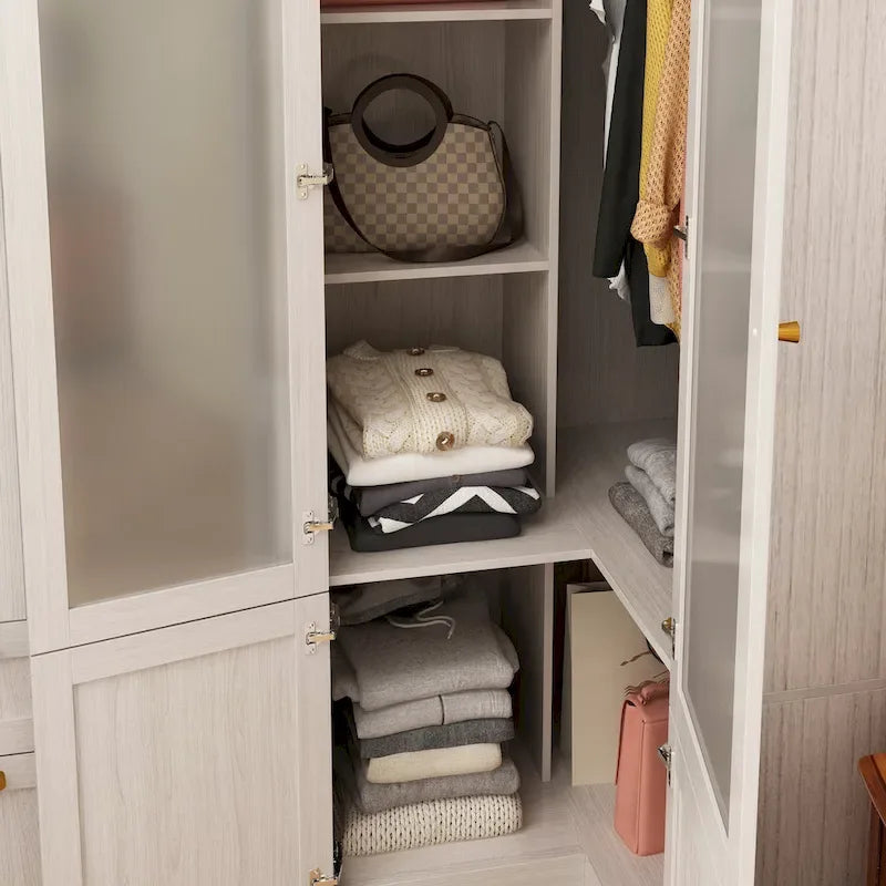 Combinazione Elegante Guardaroba Grigio Chiaro Configurazione Modulare Armadio
