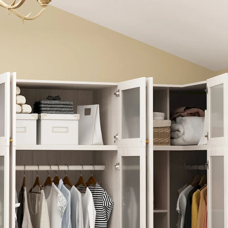 Combinazione Elegante Guardaroba Grigio Chiaro Configurazione Modulare Armadio