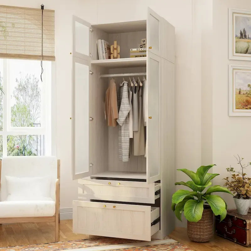 Combinazione Elegante Guardaroba Grigio Chiaro Configurazione Modulare Armadio