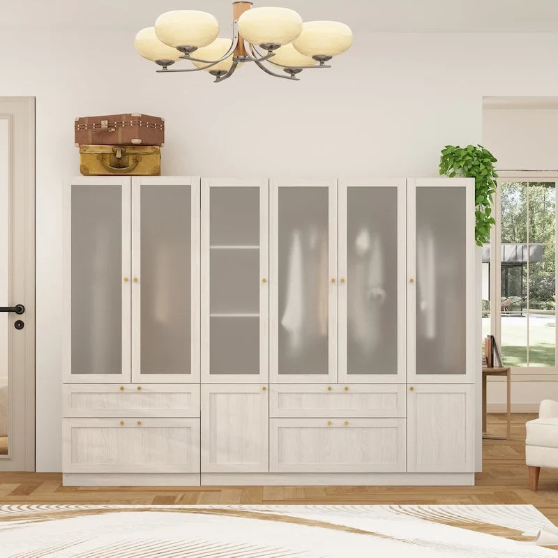 Combinazione Elegante Guardaroba Grigio Chiaro Configurazione Modulare Armadio