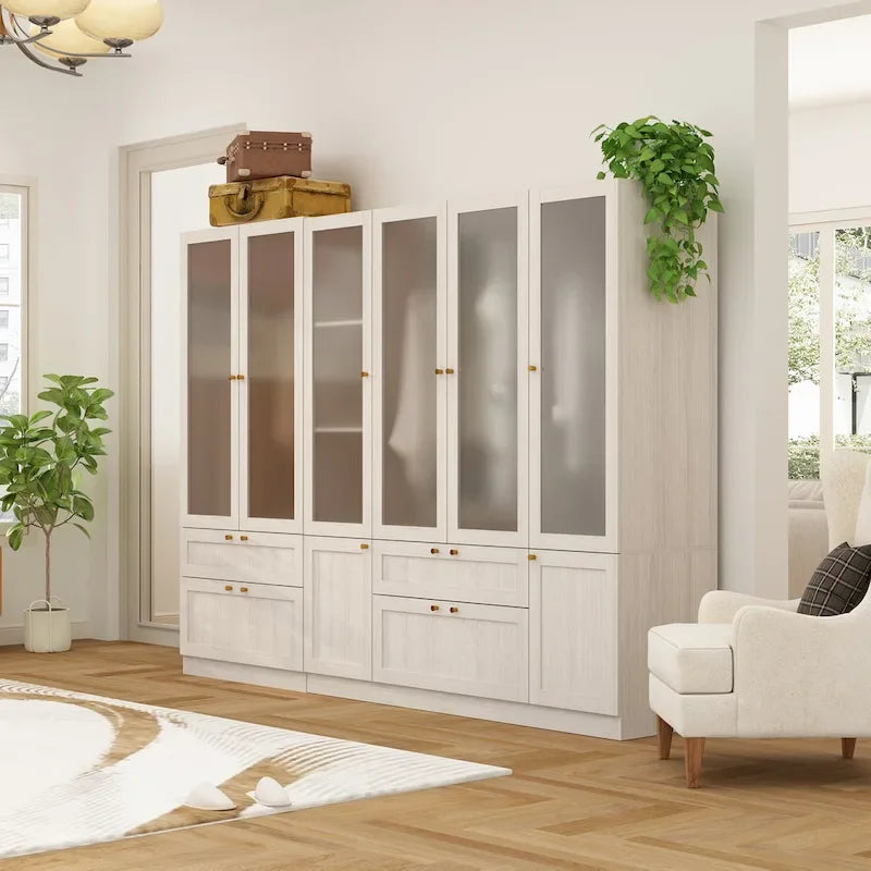Combinazione Elegante Guardaroba Grigio Chiaro Configurazione Modulare Armadio
