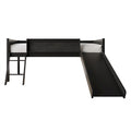 Letto a soppalco basso classico singolo CraftPorch con lavagna, scivolo e scaletta