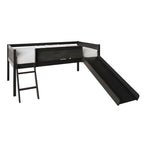Letto a soppalco basso classico singolo CraftPorch con lavagna, scivolo e scaletta