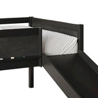 Letto a soppalco basso classico singolo CraftPorch con lavagna, scivolo e scaletta