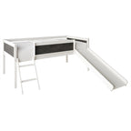 Letto a soppalco basso classico singolo CraftPorch con lavagna, scivolo e scaletta