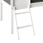 Letto a soppalco basso classico singolo CraftPorch con lavagna, scivolo e scaletta