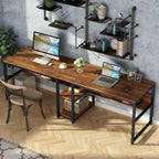 Scrivania a 2 posti con libreria, stile industriale, colori multipli