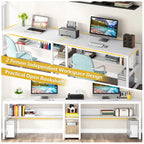 Scrivania a 2 posti con libreria, stile industriale, colori multipli