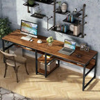 Scrivania a 2 posti con libreria, stile industriale, colori multipli