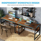 Scrivania a 2 posti con libreria, stile industriale, colori multipli