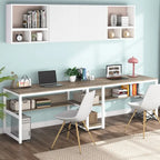 Scrivania a 2 posti con libreria, stile industriale, colori multipli