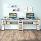 Scrivania a 2 posti con libreria, stile industriale, colori multipli