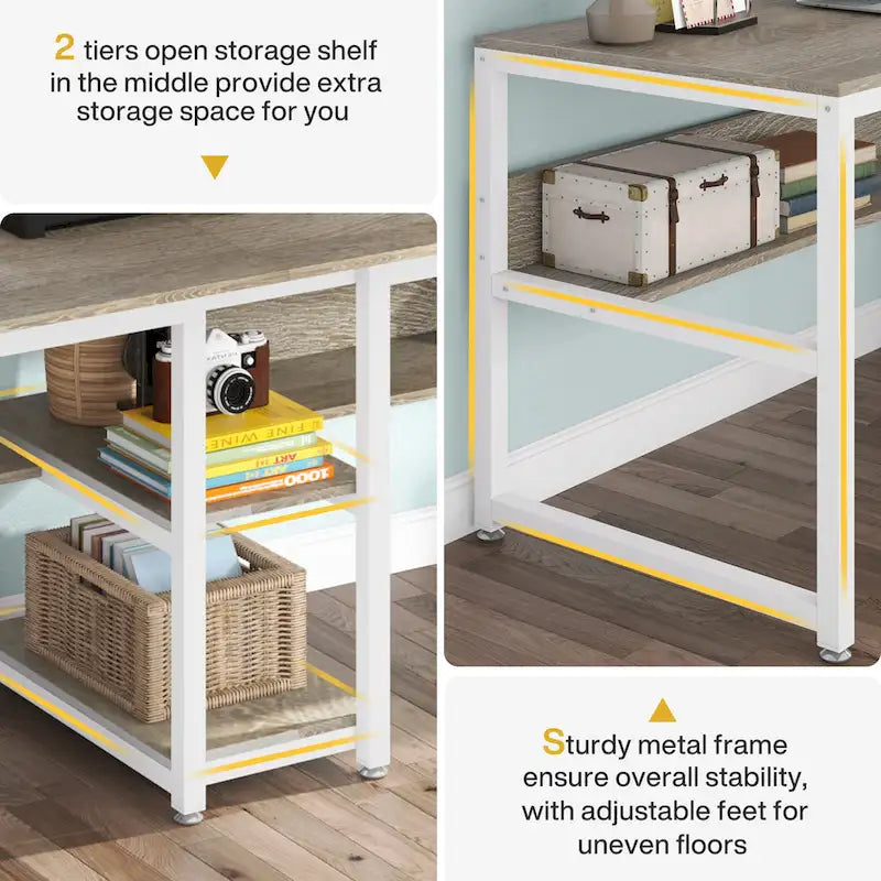 Scrivania a 2 posti con libreria, stile industriale, colori multipli