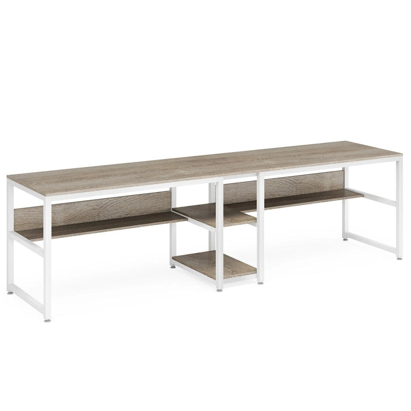 Scrivania a 2 posti con libreria, stile industriale, colori multipli