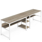 Scrivania a 2 posti con libreria, stile industriale, colori multipli