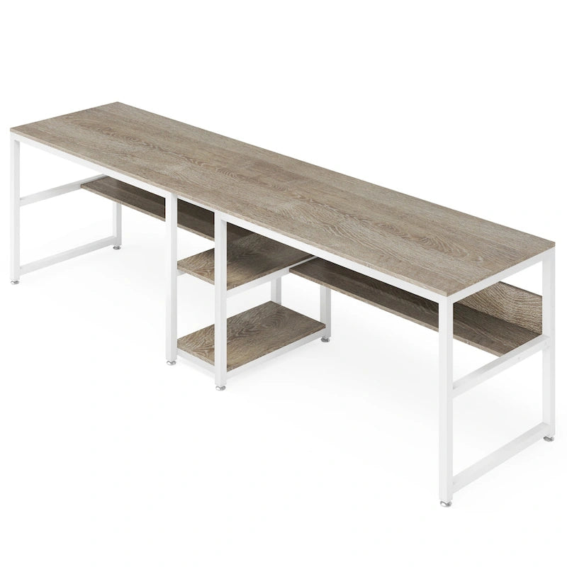 Scrivania a 2 posti con libreria, stile industriale, colori multipli