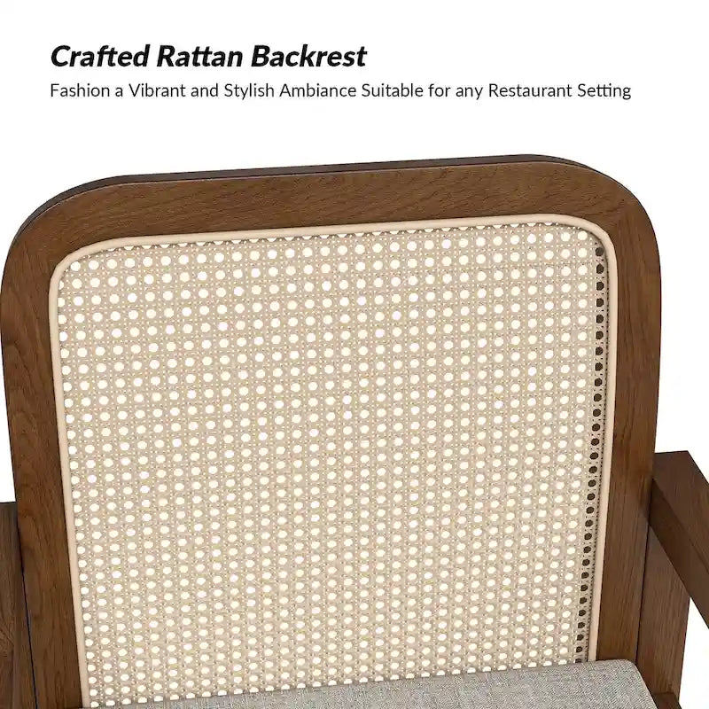 Sedia da pranzo con schienale in rattan nero/acorn e cuscino rimovibile, set da 2