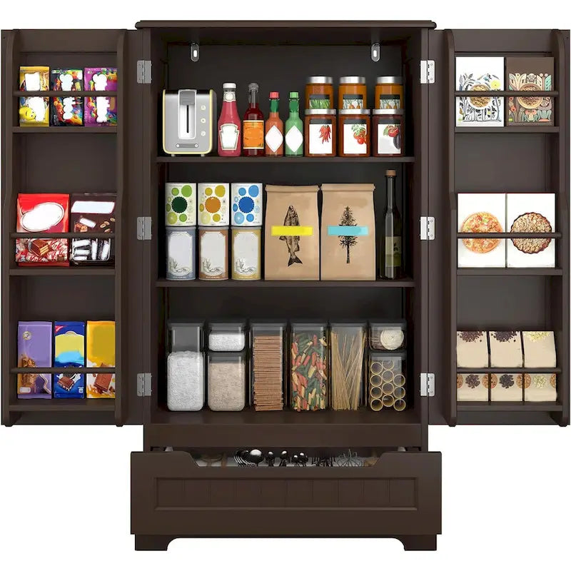 Credenza da cucina indipendente bianca con ripiani e cassetto, per 1