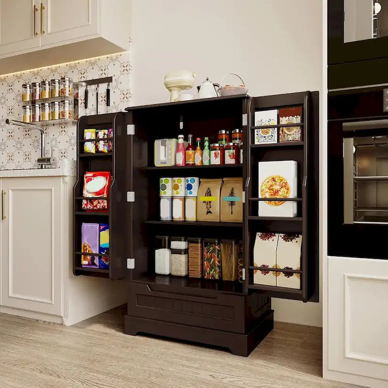 Credenza da cucina indipendente bianca con ripiani e cassetto, per 1
