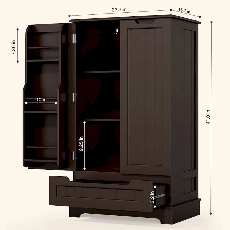 Credenza da cucina indipendente bianca con ripiani e cassetto, per 1