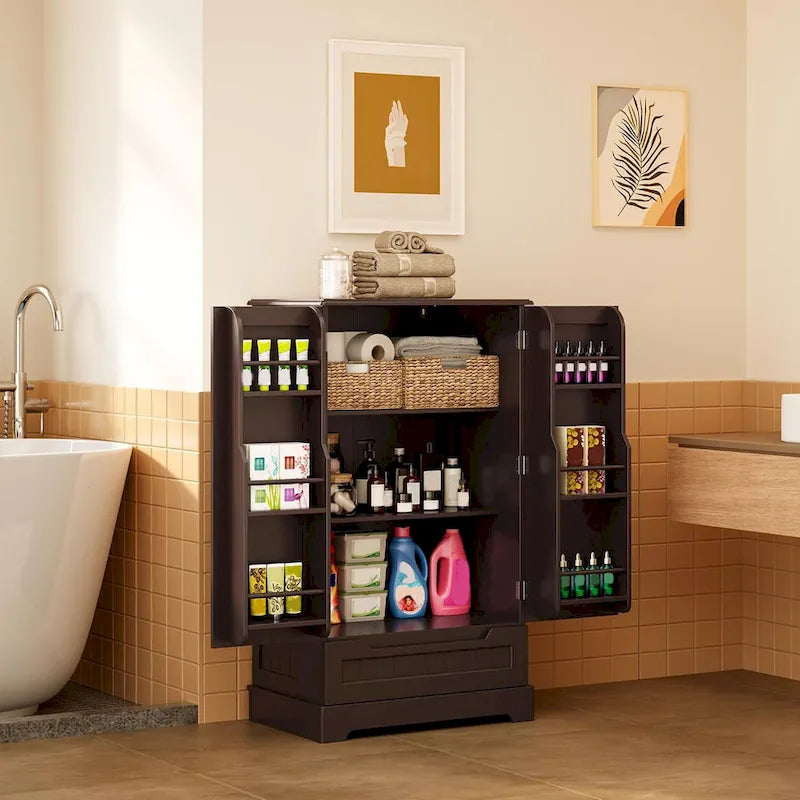 Credenza da cucina indipendente bianca con ripiani e cassetto, per 1