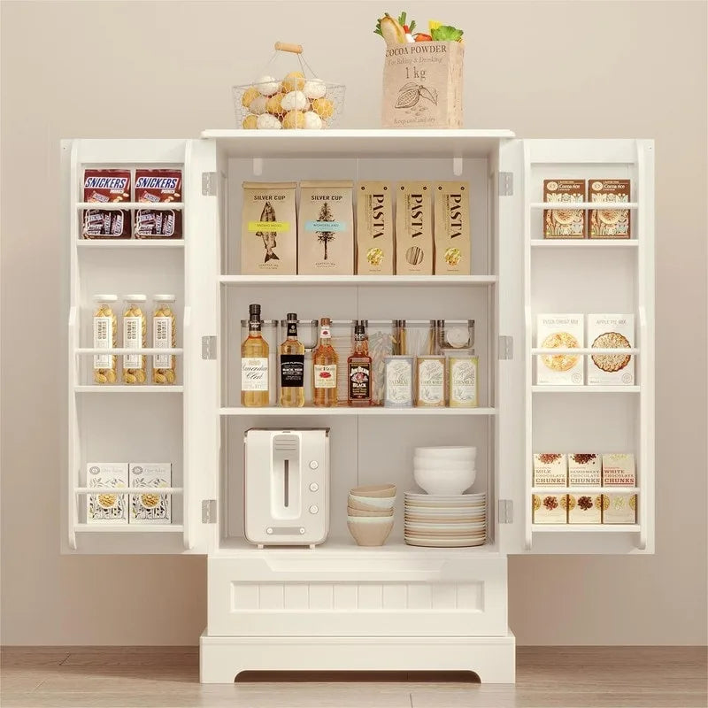 Credenza da cucina indipendente bianca con ripiani e cassetto, per 1