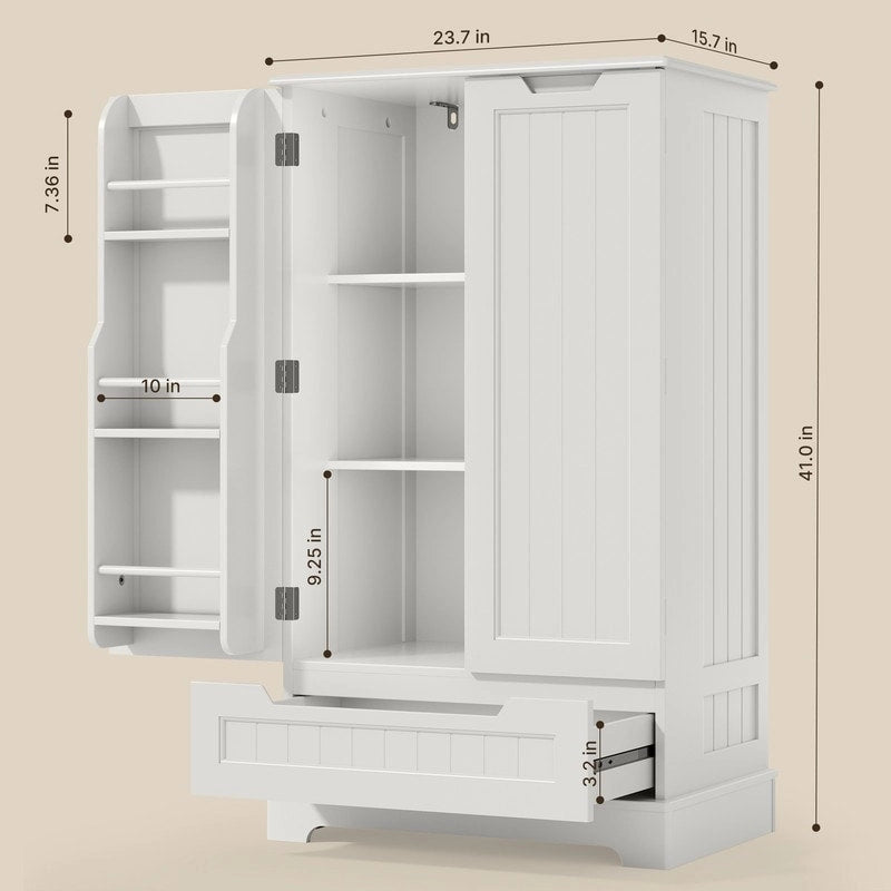 Credenza da cucina indipendente bianca con ripiani e cassetto, per 1