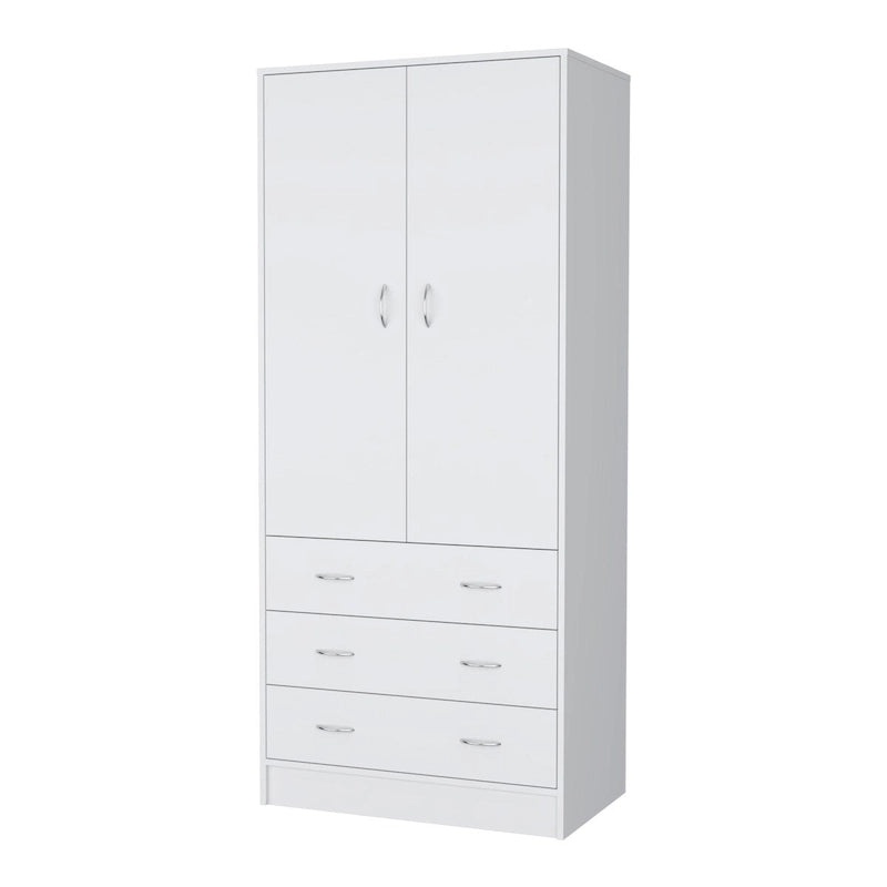Armadio a 2 ante con cassetti, bianco/nero, 1 persona