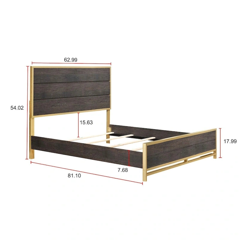 Set da camera da letto Wedro a 4 pezzi con pannelli rustici marrone scuro