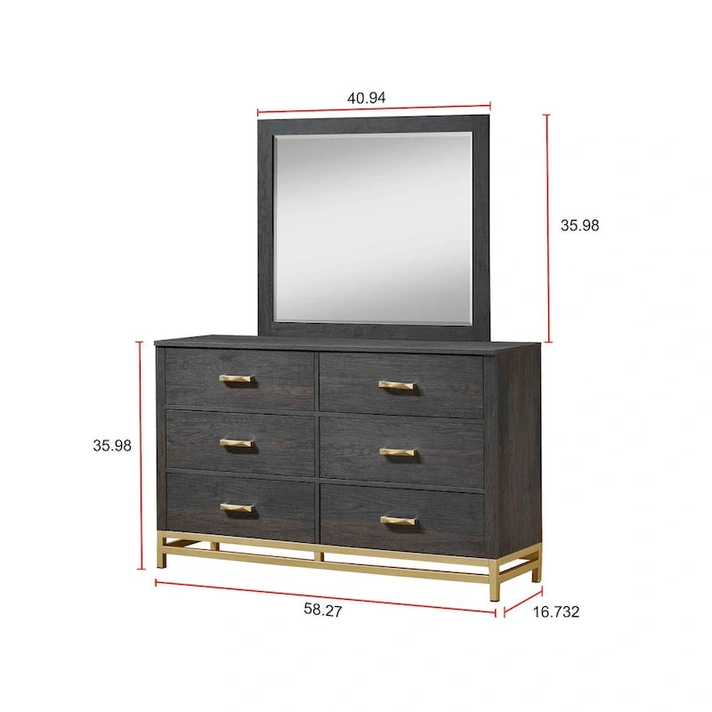 Set da camera da letto Wedro a 4 pezzi con pannelli rustici marrone scuro
