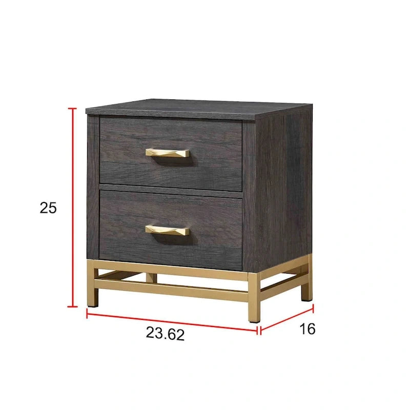 Set da camera da letto Wedro a 4 pezzi con pannelli rustici marrone scuro